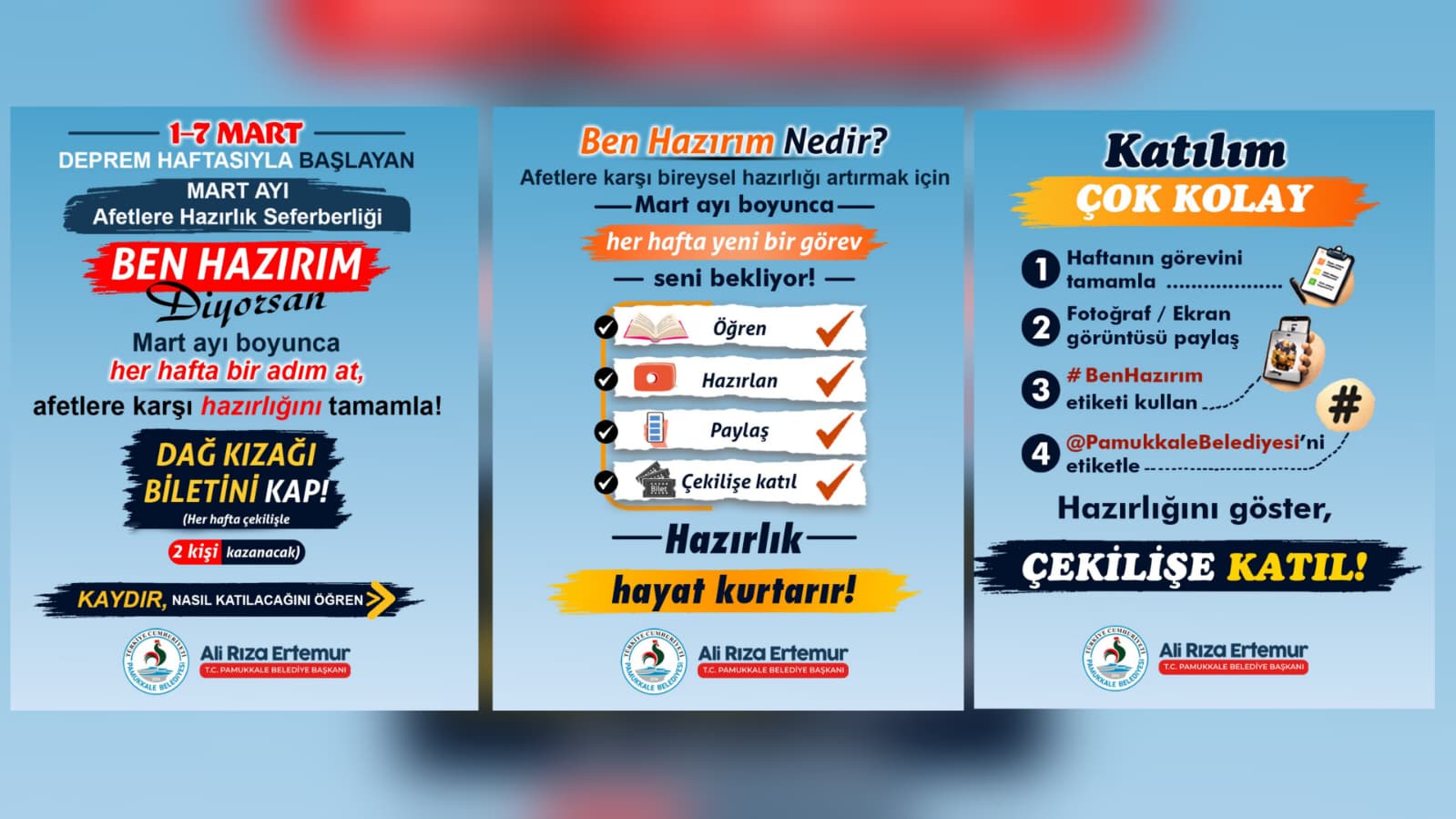 PAMUKKALE’DE AFET HAZIRLIĞI SEFERBERLİĞİ: “BEN HAZIRIM” DİYENLERE SÜRPRİZ HEDİYE