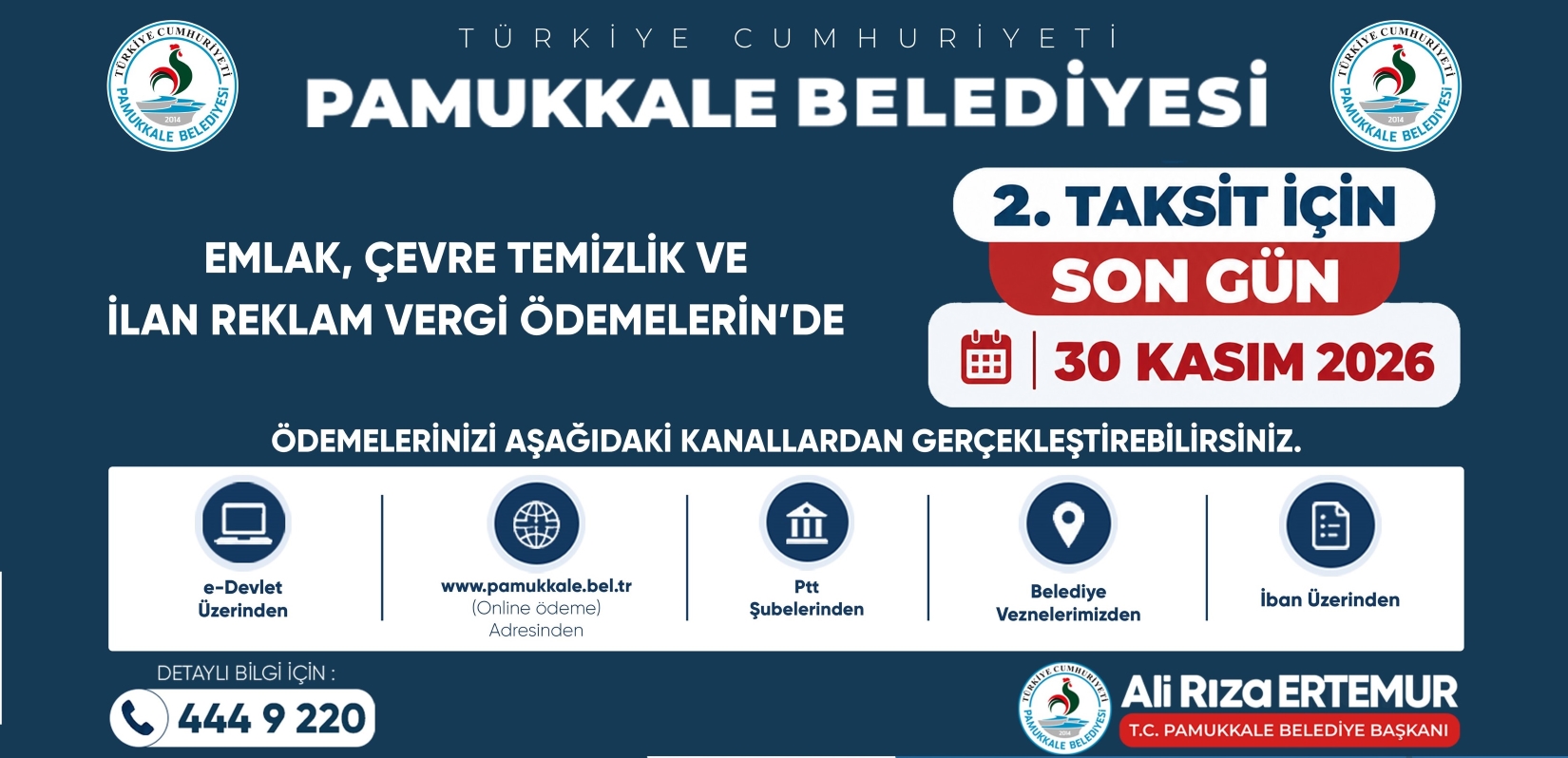 PAMUKKALE’DE VERGİ ÖDEMELERİNDE 2. TAKSİT ÖDEMELERİ İÇİN SON GÜN 30 KASIM